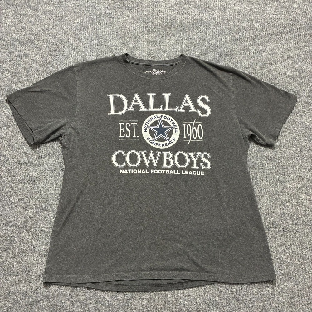 Dallas Cowboys Authentic NFL Mens T-Shirt Size XL Gray Logo Short Sleeve